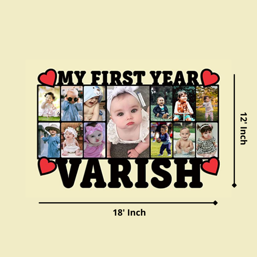 ApnaGift My First Year Wooden Photo Frame with Pic Baby Photo Frame